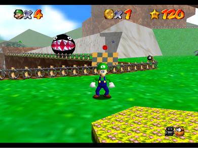 Luigi in Bomb-omb Battlefield.