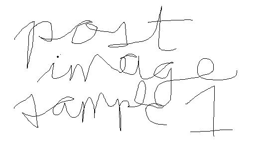 "post image sample 1" written in cursive in black on a white background.
